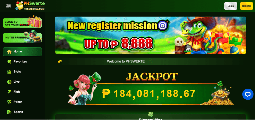 Screenshot of Homepage of Official Website of PHSwerte