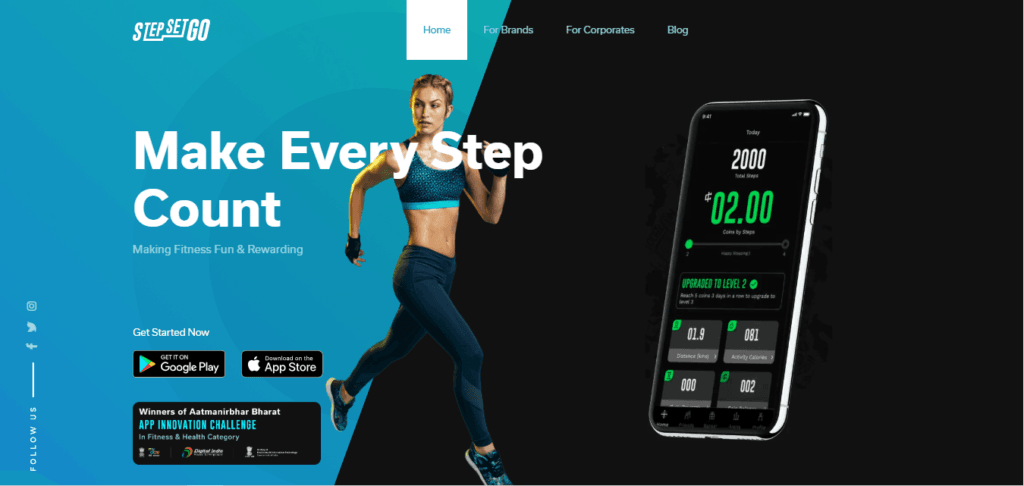 Screenshot of Homepage of Official Website of StepSetGo