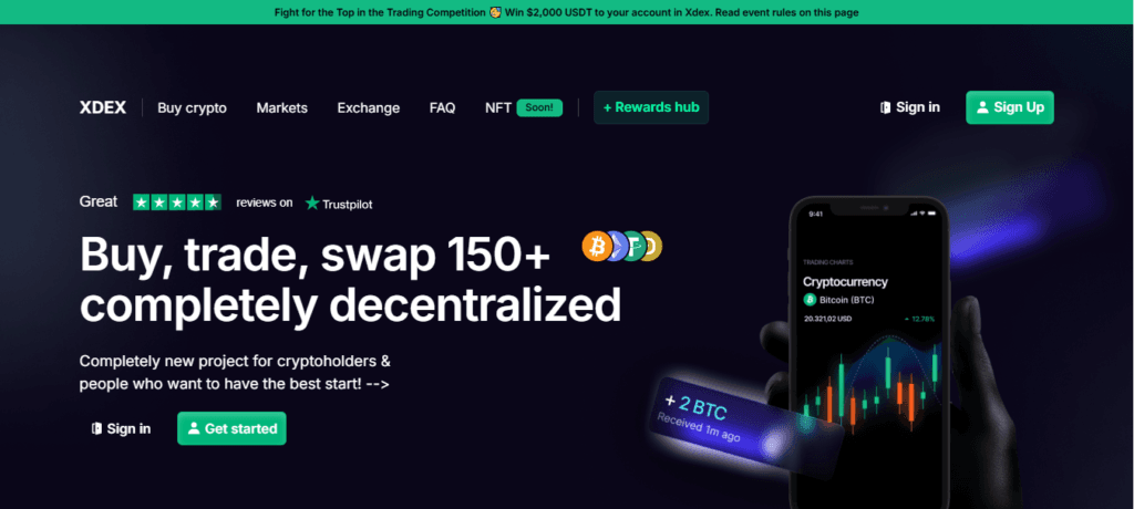 Screenshot of Homepage of Official Website of Xdex